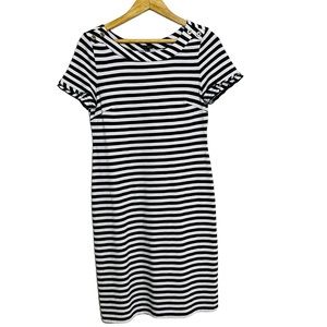 Talbots Nautical Striped Cotton Shift Dress Navy/White Size XS